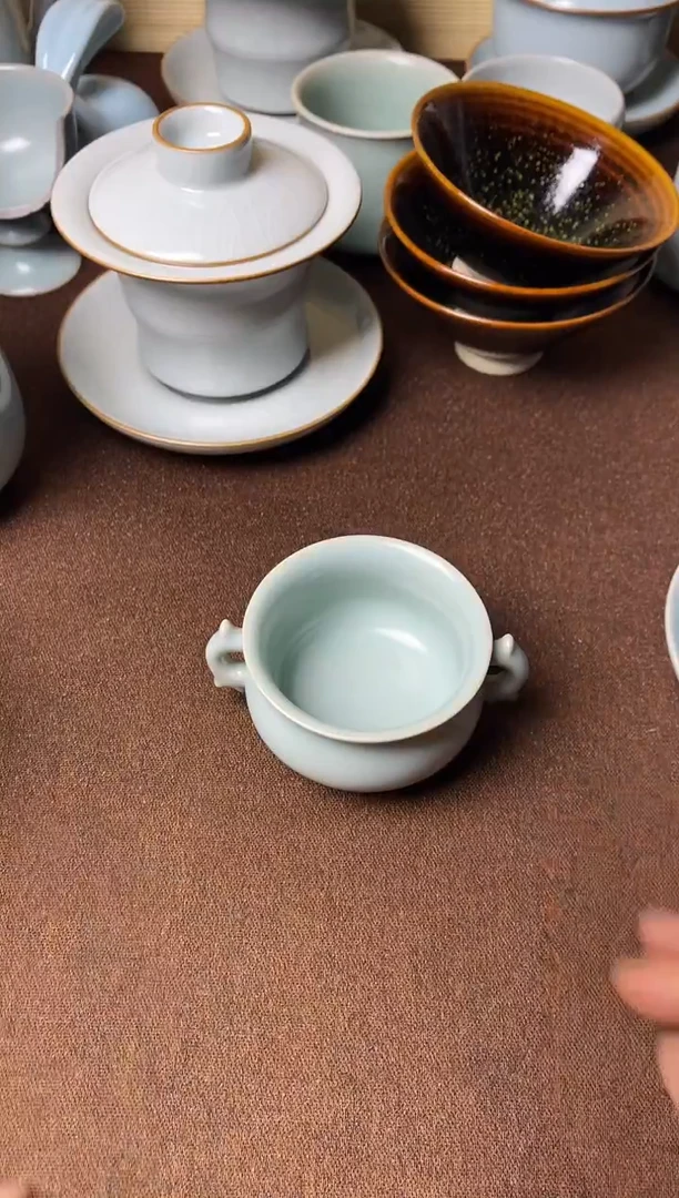 特价清仓-全品无瑕仿古釉纯手工双耳杯