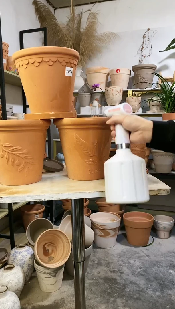 【闪购商品】陶25*23红陶浮雕 3盆3托