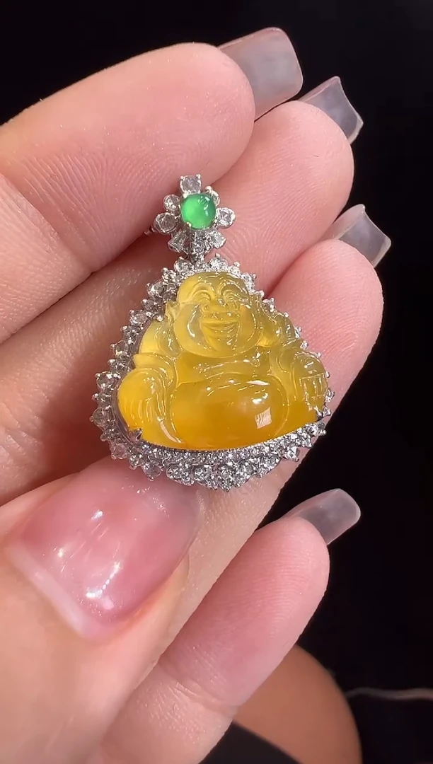 翡翠18K金镶嵌吊坠(不含链)吊坠