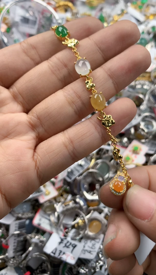 银S925镶嵌戒指翡翠444             6