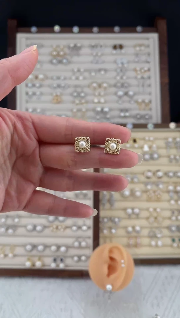 合金耳饰淡水珍珠23