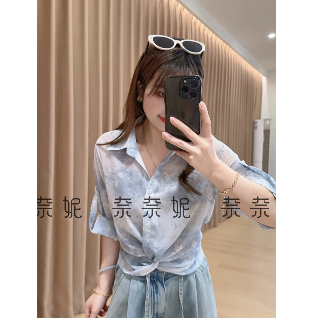 奈奈妮【极简风衬衫】夏季衬衫薄款设计感休闲时尚气质9617