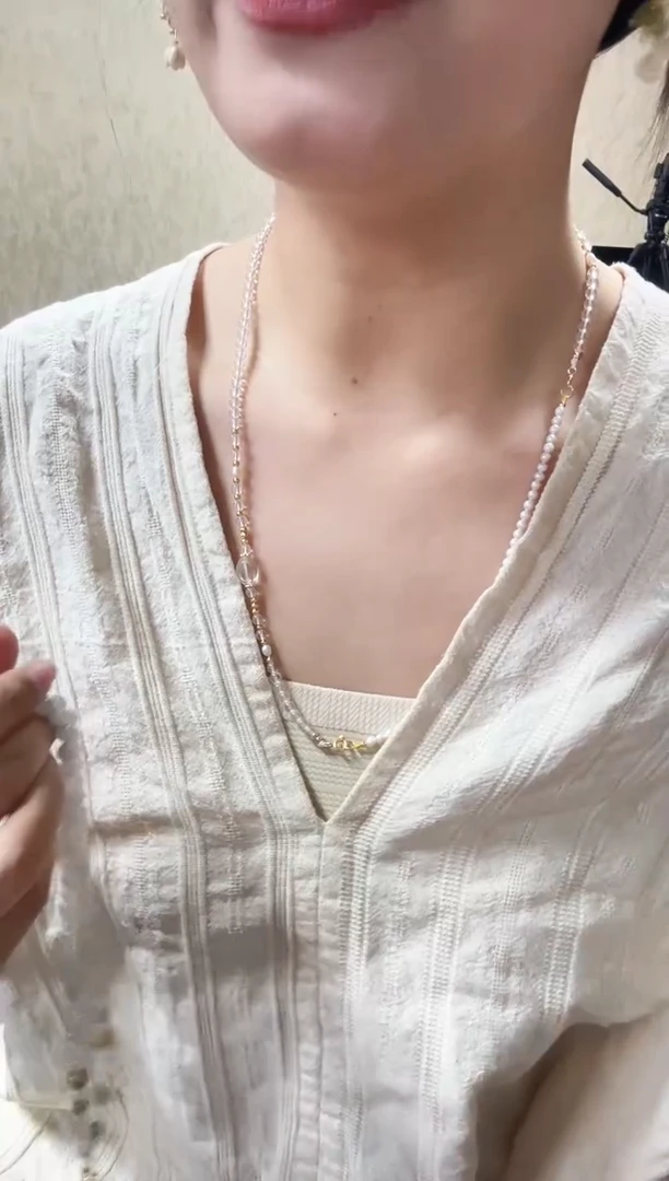 未镶嵌颈饰水晶水晶珍珠百搭链小鱼