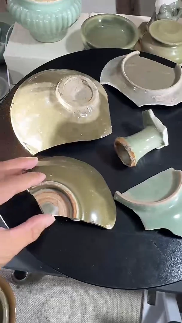 瓷片龙泉青瓷瓷片学习资料一组