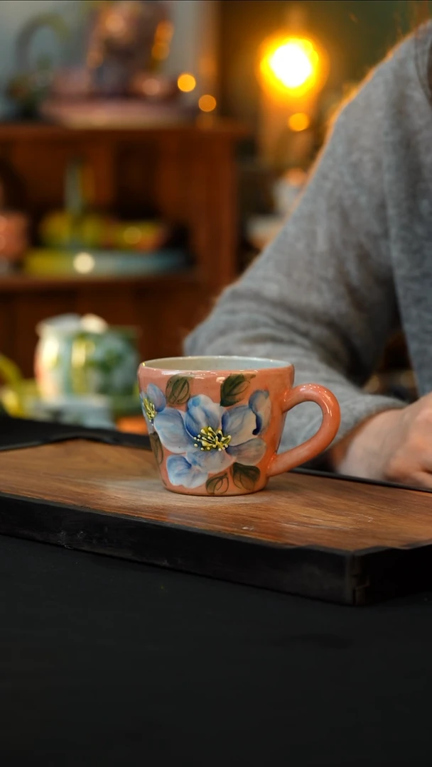 杯手绘心瓷陶瓷浮力