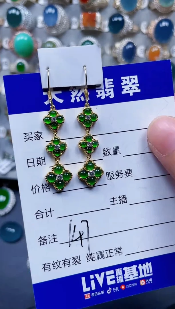银S925镶嵌翡翠耳饰147
