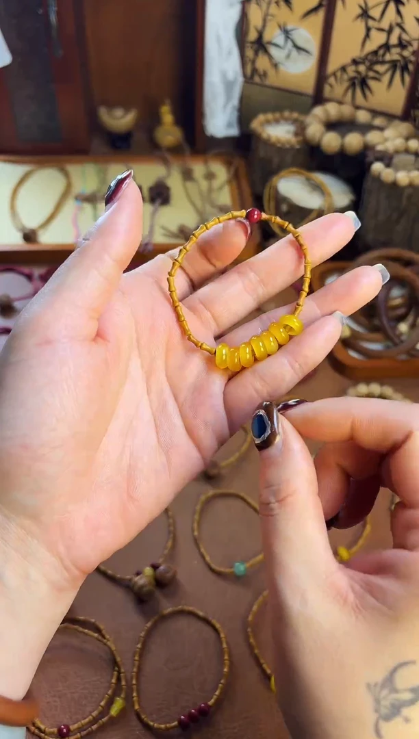 手串桃核古桃坊 竹节七宝砂砂