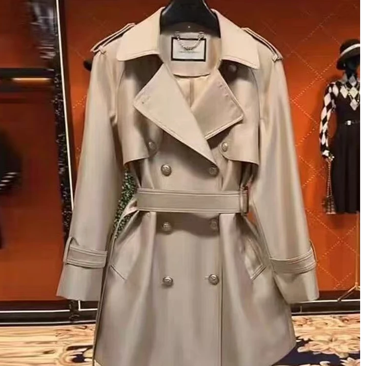 （非图片款）春秋气质网红时尚收腰中长款英伦风韩版显瘦经典风衣