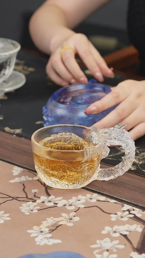 手工艺品琉璃用****4白色龙杯