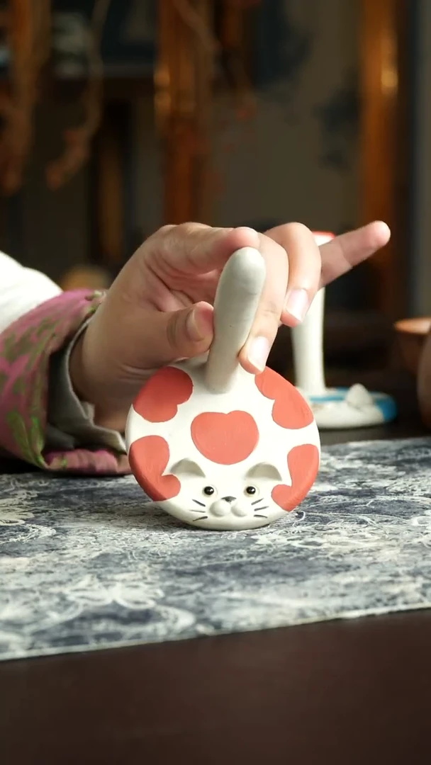 茶杯紫砂3号 猫咪手机支架 上新福利价 宜兴紫砂原矿作品