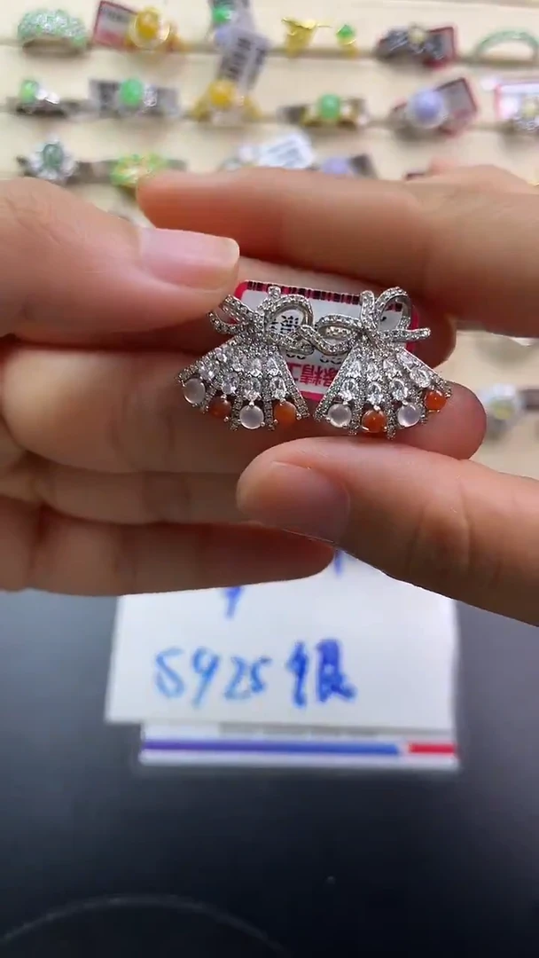 银S925镶嵌戒指翡翠翡翠 蛋面 银S925镶嵌