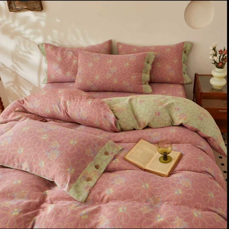 【紫韵】-轻奢复古双面亲肤优肤棉纱多功能被罩单双人三层加厚被套