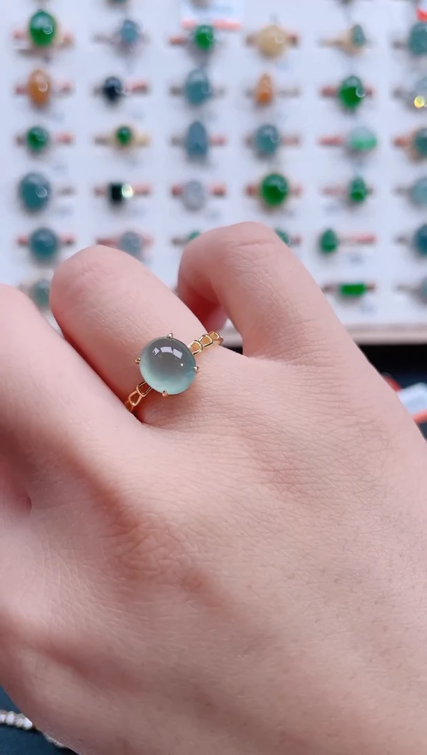 银S925镶嵌戒指翡翠天然翡翠