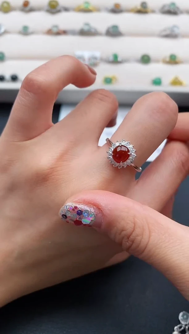 银S925镶嵌戒指翡翠22222222+3