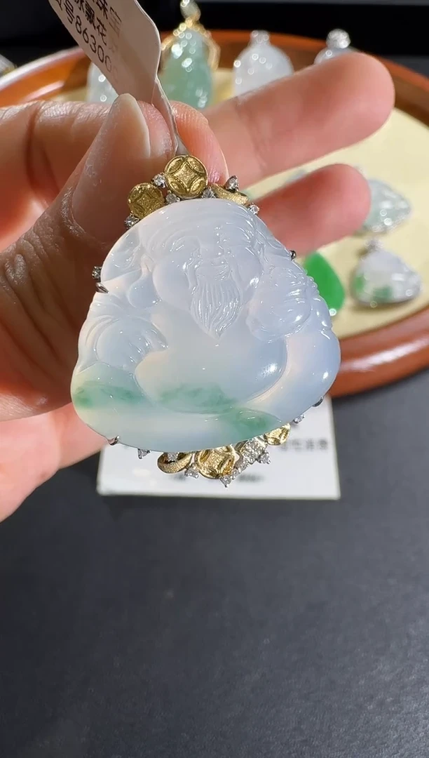 【闪购商品】翡翠吊坠(不含链)18K金镶嵌【源头工厂】钻石镶嵌