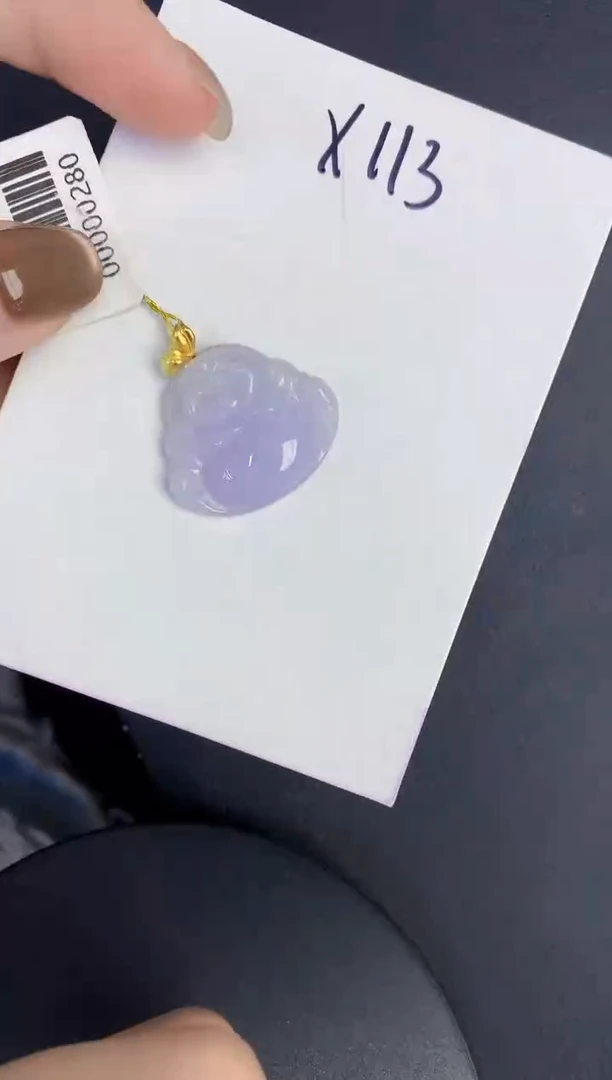 颈饰18K金镶嵌翡翠缅甸天然翡翠A货