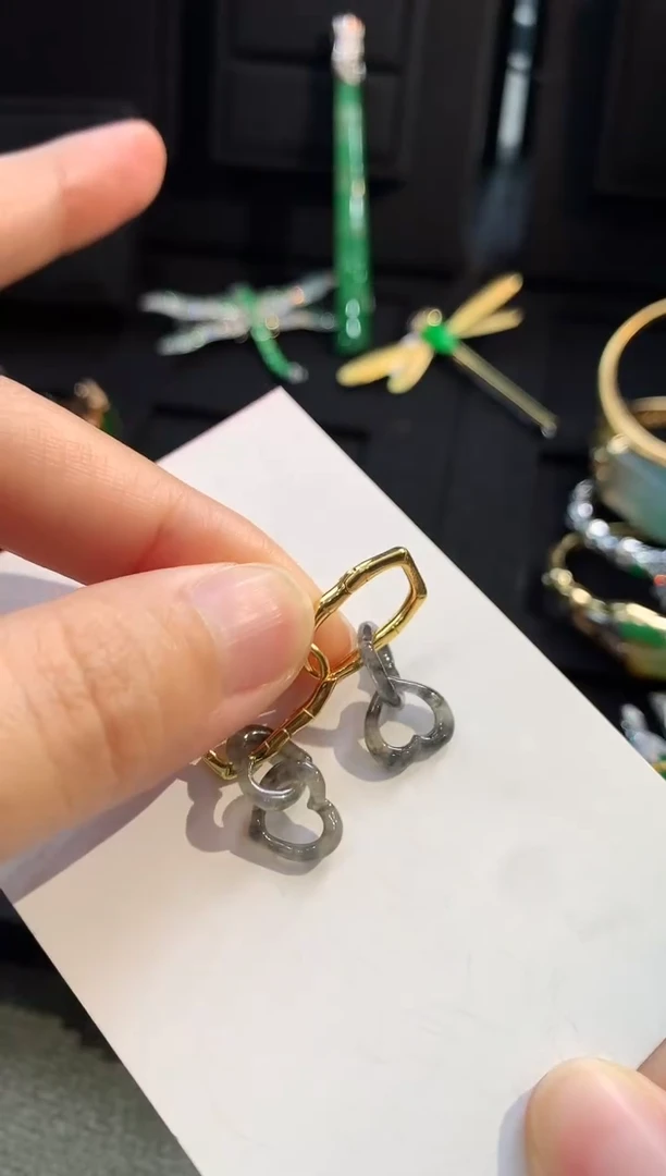 【闪购商品】翡翠耳饰银S925镶嵌耳饰