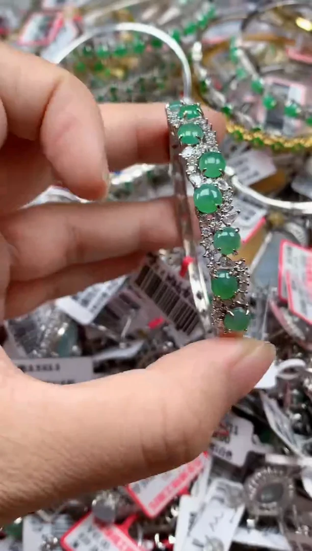 银S925镶嵌戒指翡翠天然A货缅甸翡翠