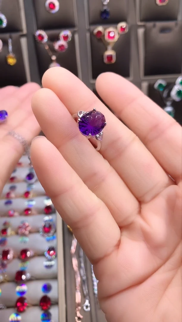 【闪购商品】水晶戒指银S925镶嵌银色