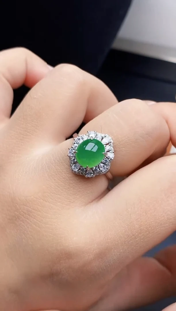 银S925镶嵌戒指翡翠2111