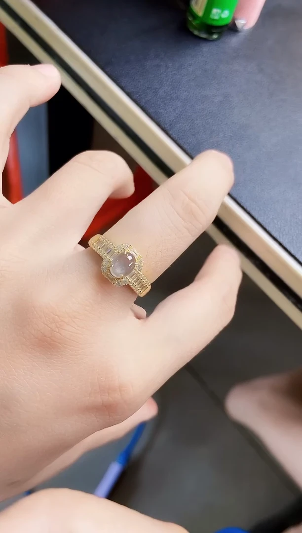 翡翠戒指银S925镶嵌12498