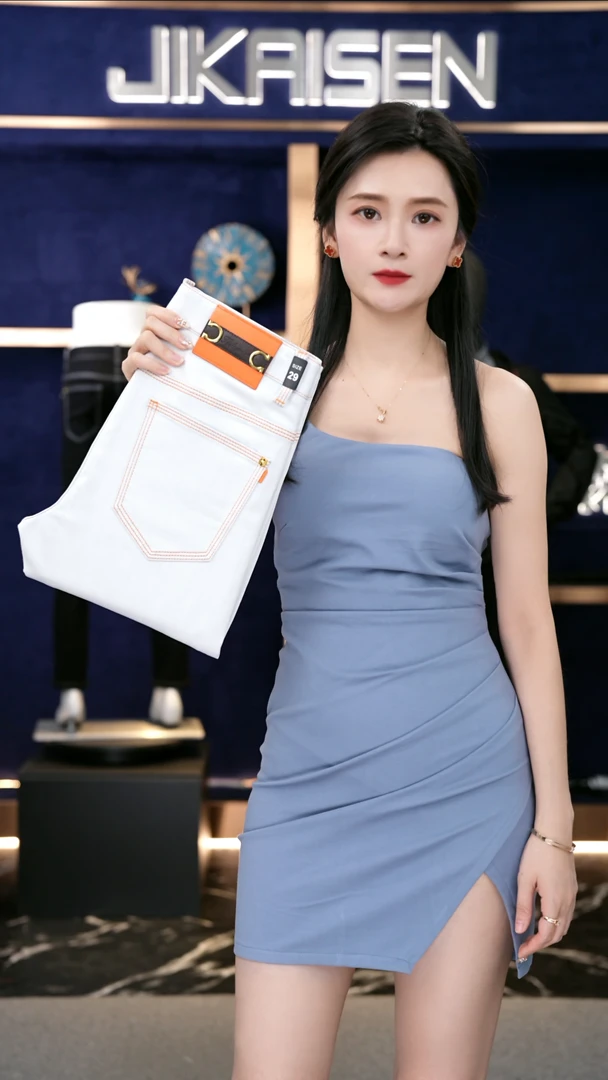 夏季新款【三本针幻影灰】男士弹力修身牛仔裤白色轻奢时尚潮流百搭