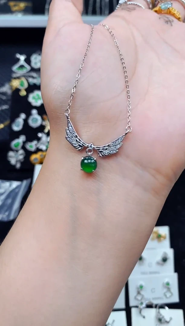 翡翠银S925镶嵌颈饰5874