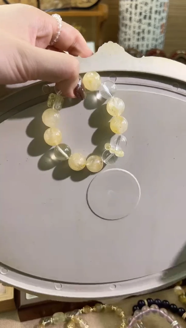 未镶嵌手串水晶黄胶花白水