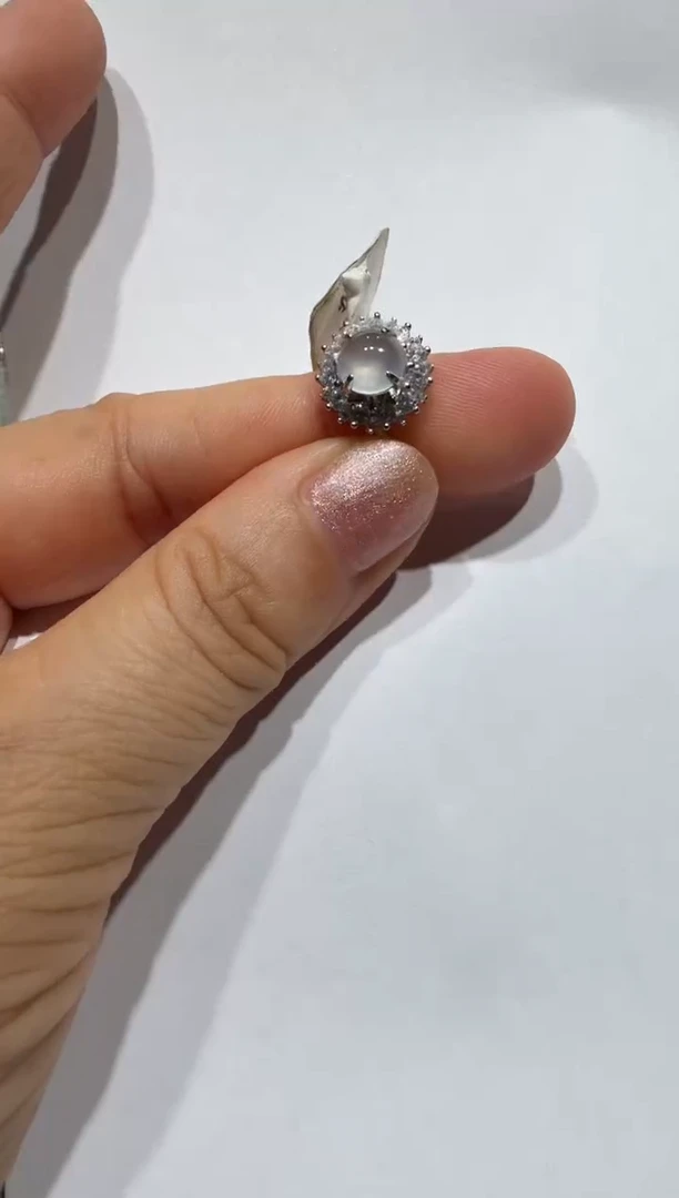 银S925镶嵌戒指翡翠缅甸A货翡翠戒指