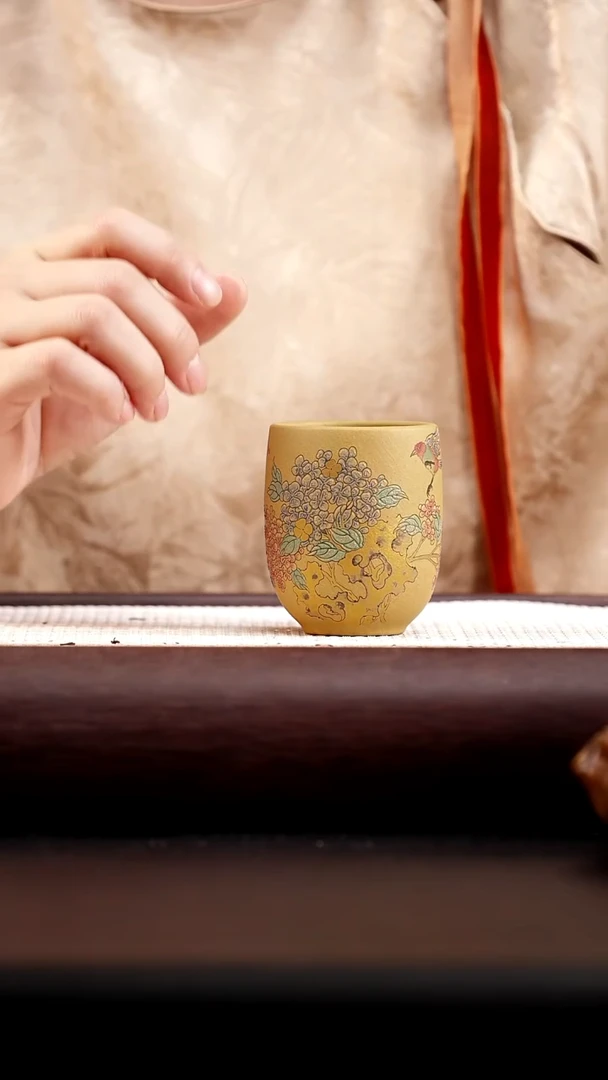茶杯紫砂黄金段太湖石杯