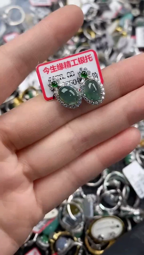 银S925镶嵌戒指翡翠555               4