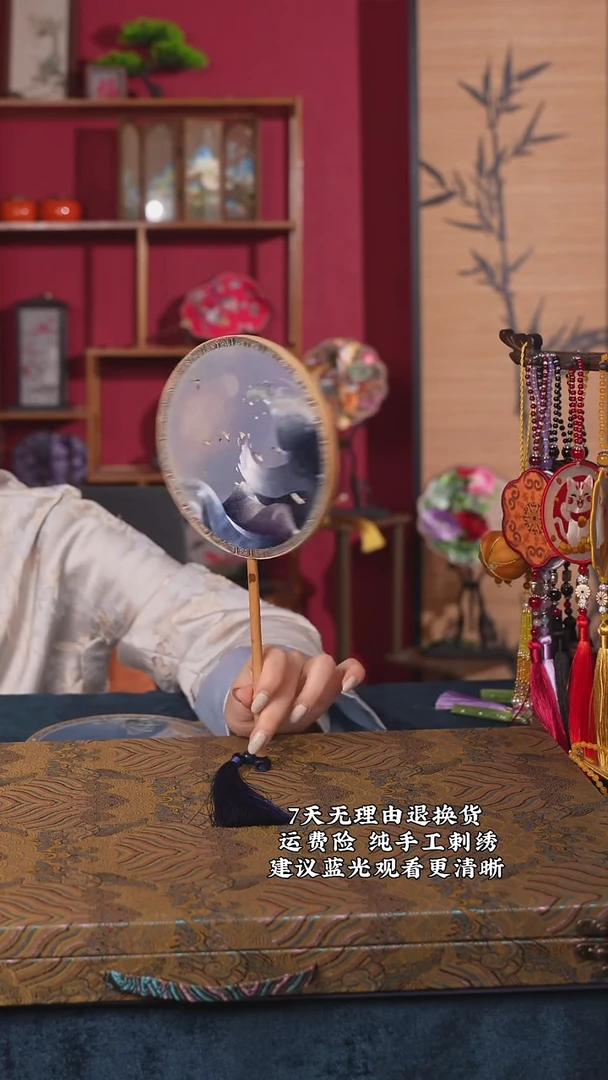 刺绣28非遗苏绣纯手工团扇（带扇架+扇盒）