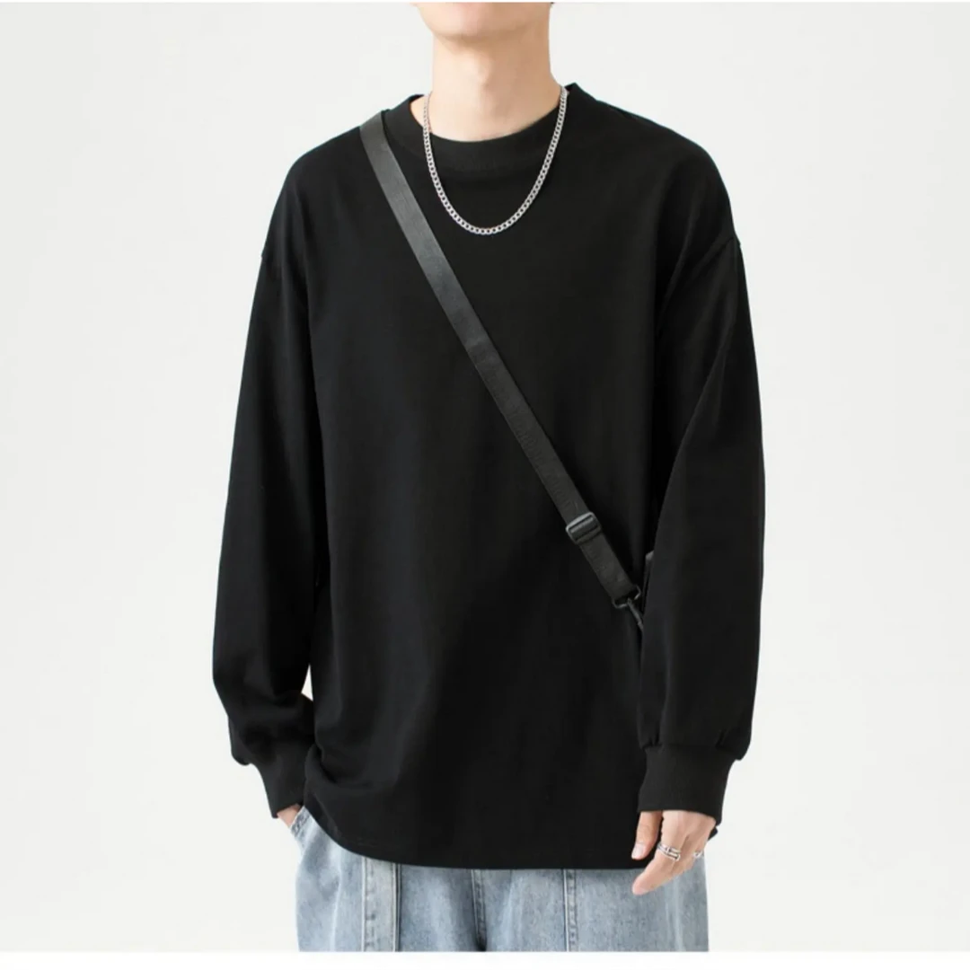 chuli初里白T恤重磅纯棉双纱白T恤长袖男女百搭秋冬内搭单穿