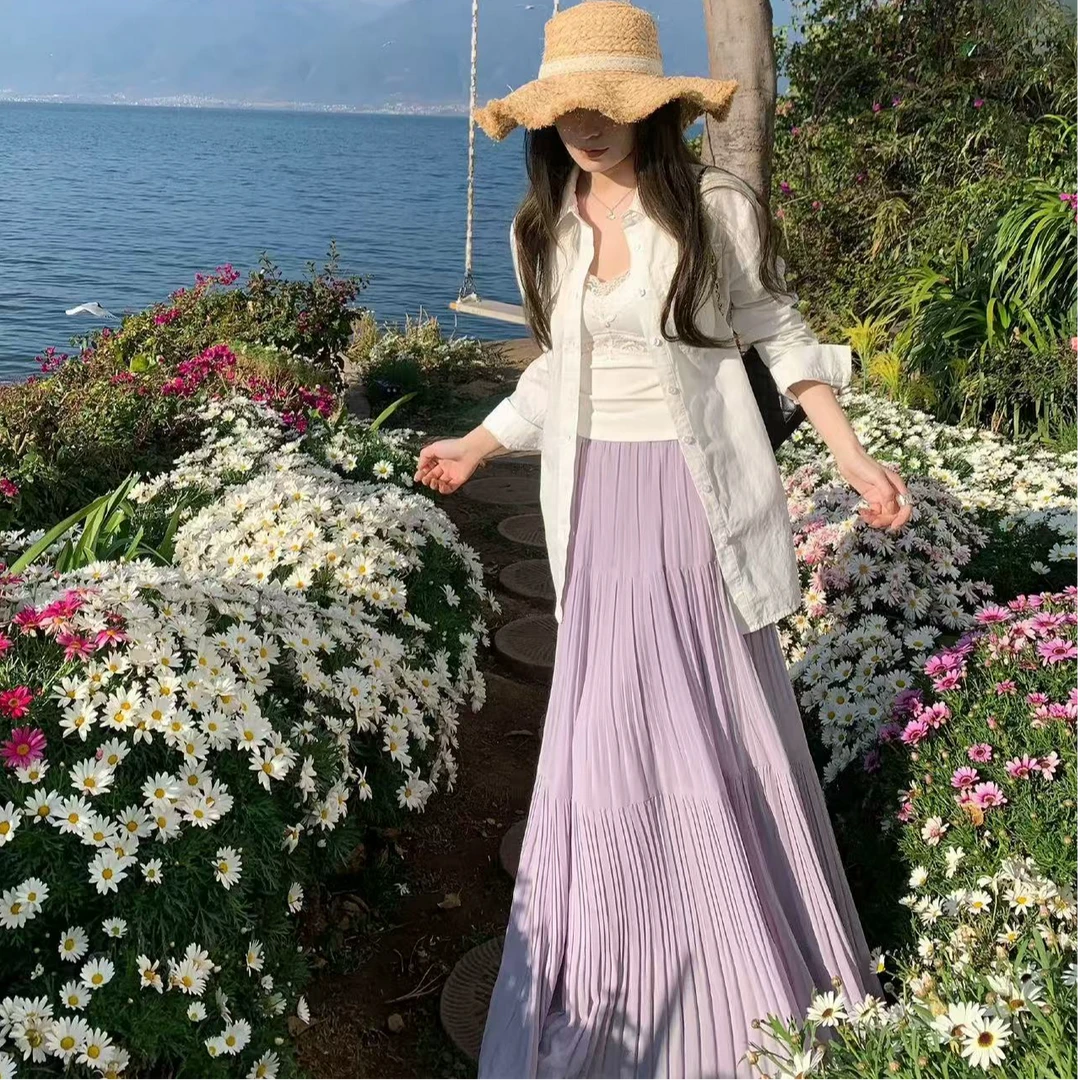 6159-“超仙半裙”温柔压褶半身长裙