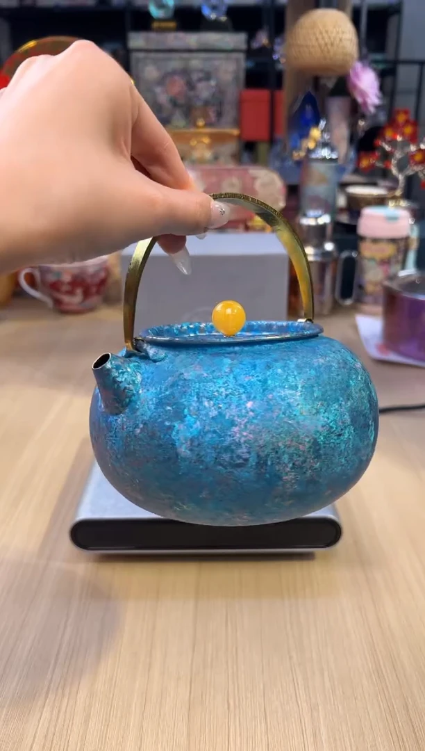 98纯钛提梁壶-蓝色