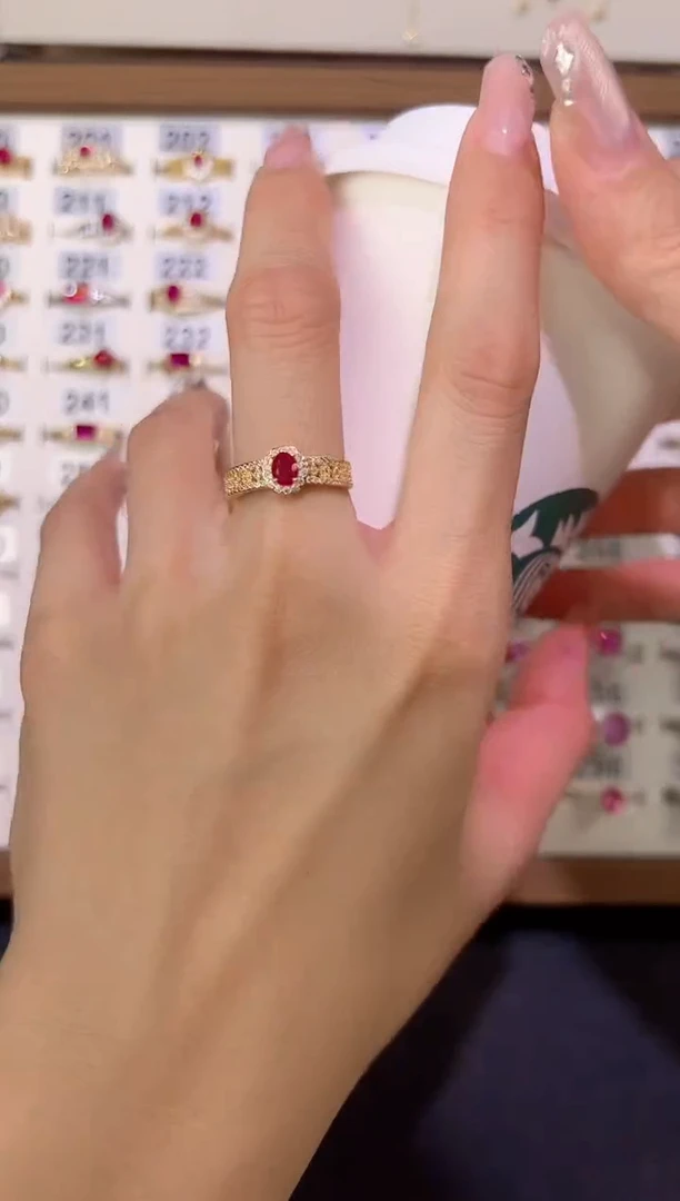 红宝石戒指银S925镶嵌0000