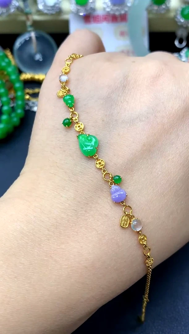 18K金镶嵌手链翡翠454-中国好珍宝