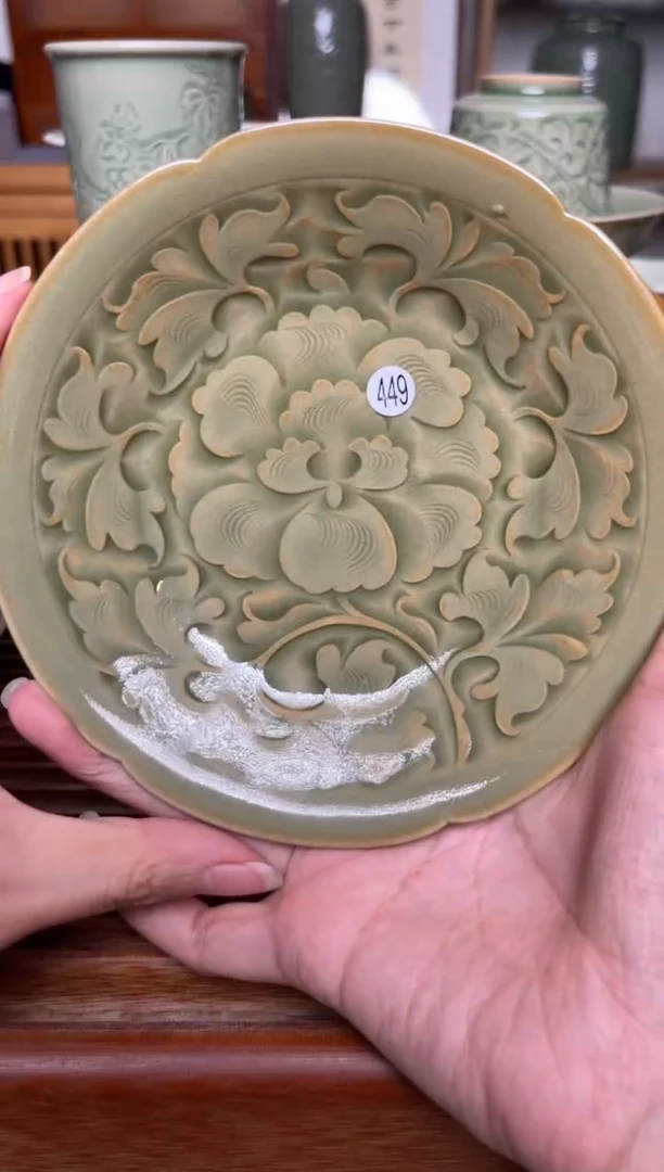 陶瓷仰山 纯手工橄榄绿壶承 微瑕