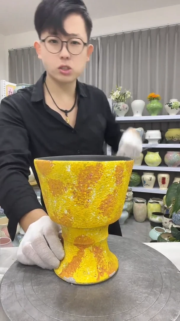 【微瑕】  【10.8号】陶瓷花盆直播链接  高：19     口：15