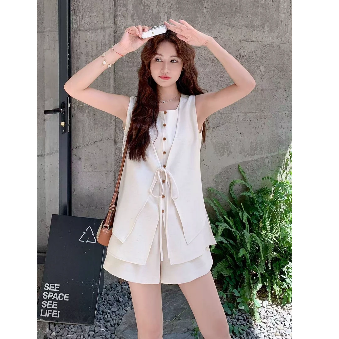 韩系风老钱风休闲风韩版时尚套装短裤显瘦洋气韩系