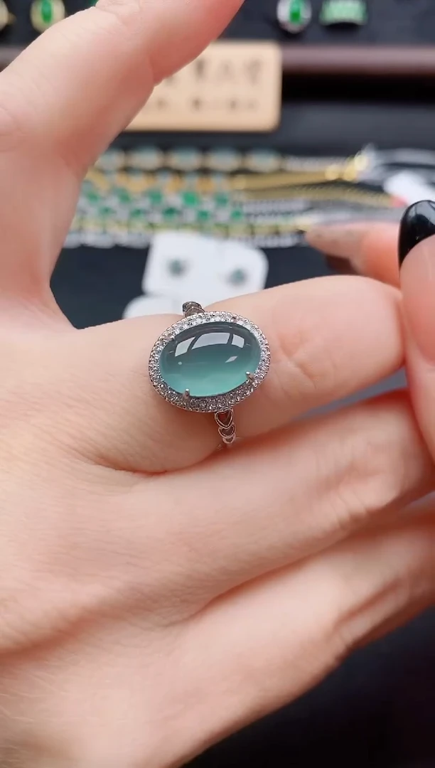 银S925镶嵌戒指翡翠1
