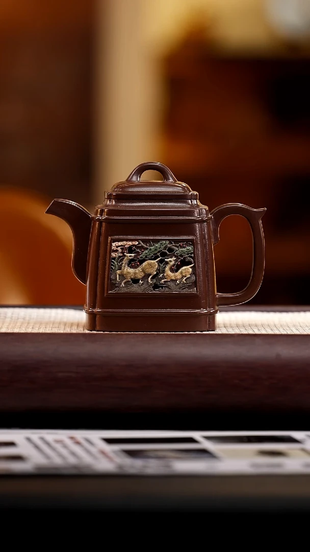 革紫泥四方隐角宫灯380cc