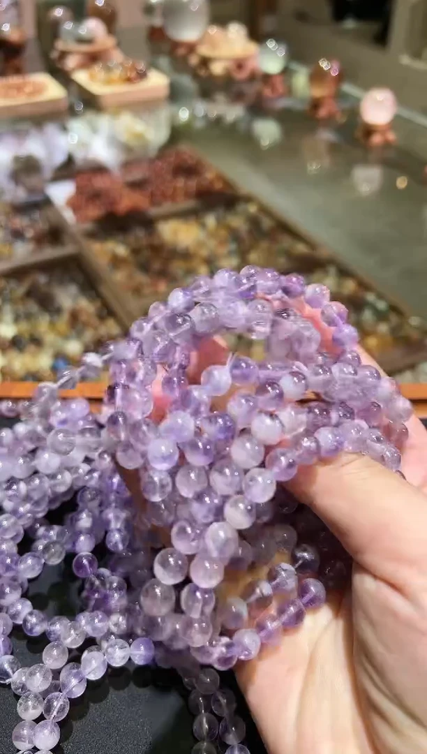 水晶手链未镶嵌8mm+紫兔毛（多样性发一）