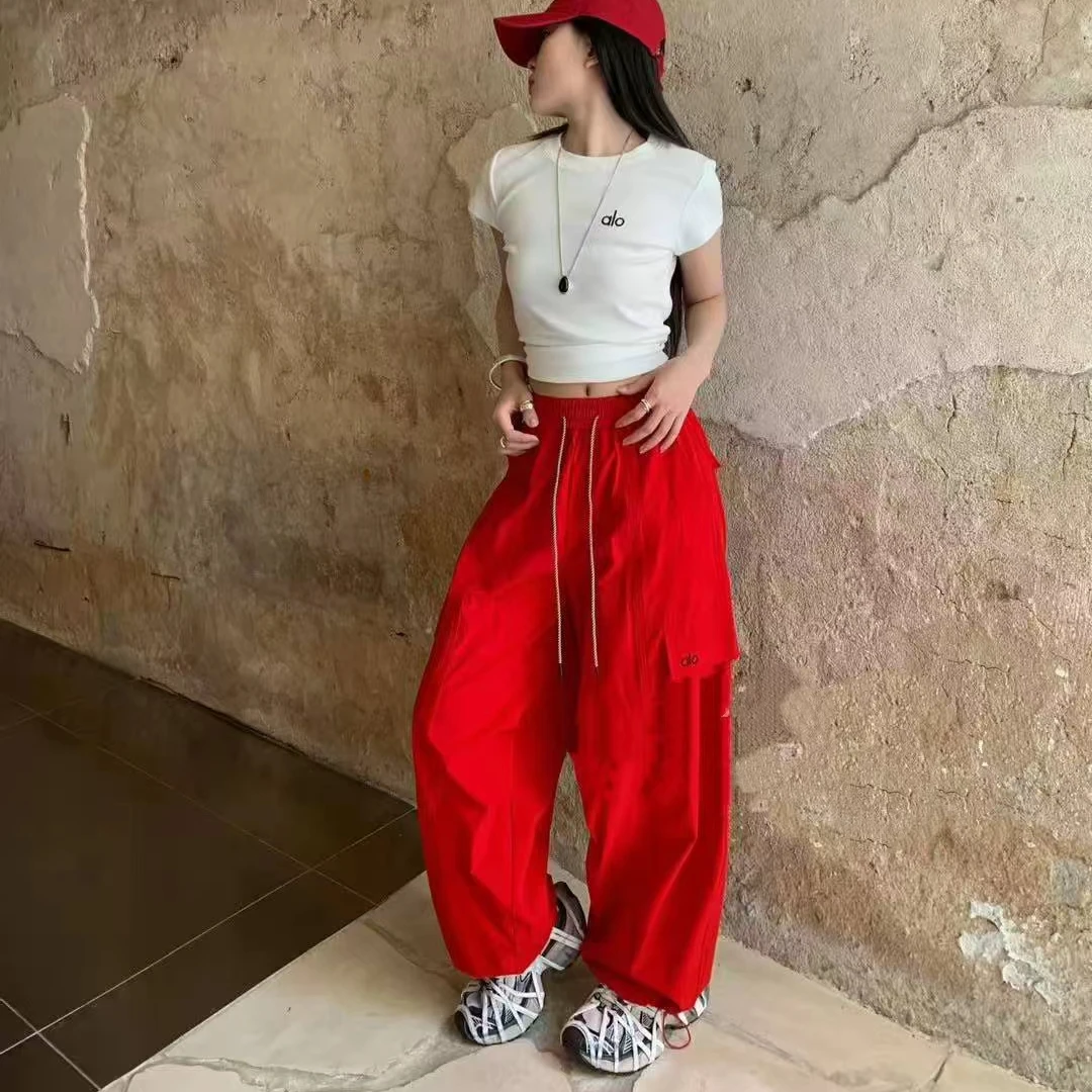 莫奈花园多巴胺色系2025年夏季伞兵速干工装裤直筒时尚休闲百搭