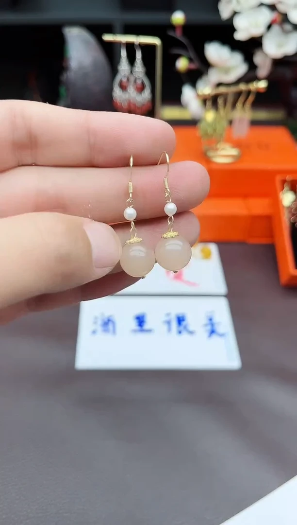 玛瑙/玉髓耳饰银S925镶嵌218000