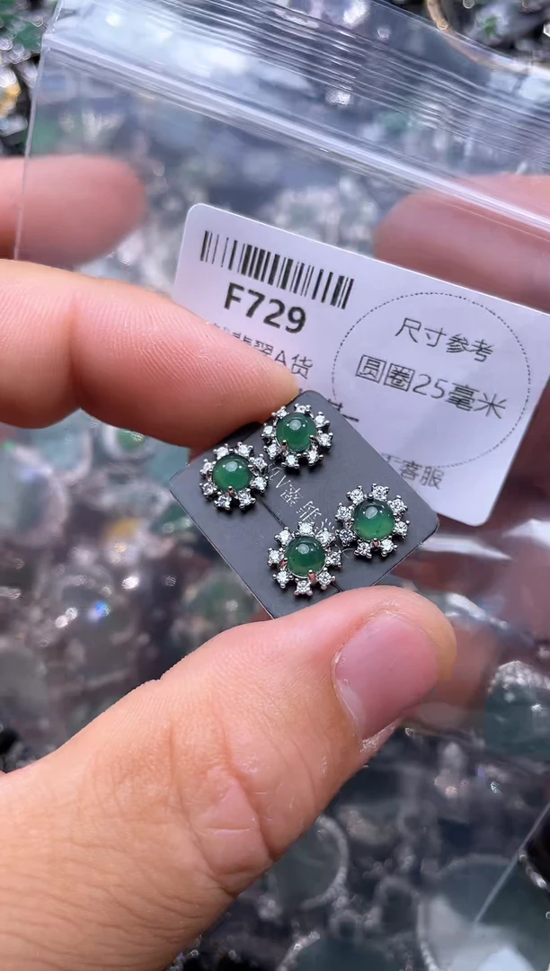 【闪购商品】翡翠颈饰未镶嵌F729耳钉 多样性发其一