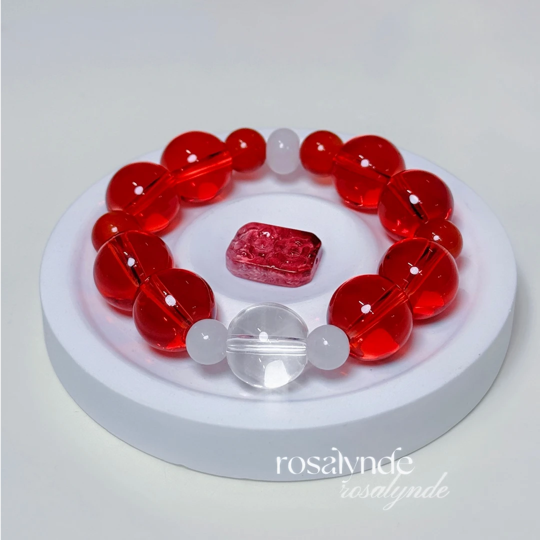 合金仿水晶手链 【时来运转】红运当头路路通原创水晶手链16mm高透