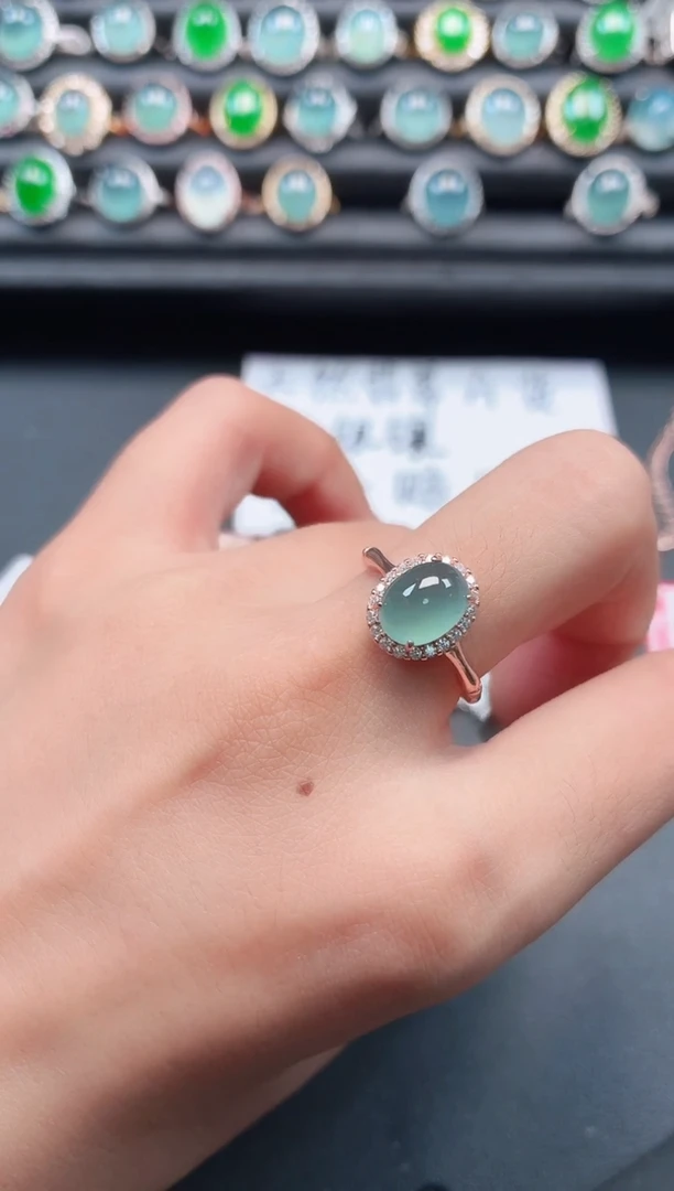 翡翠戒指银S925镶嵌11111