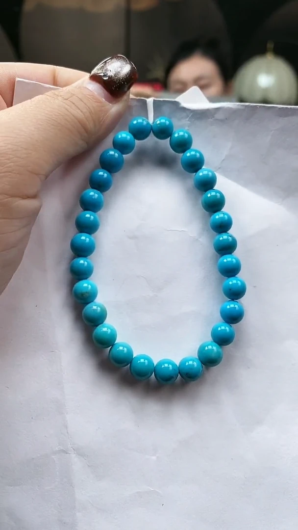 未镶嵌绿松石手串7卡7mm+