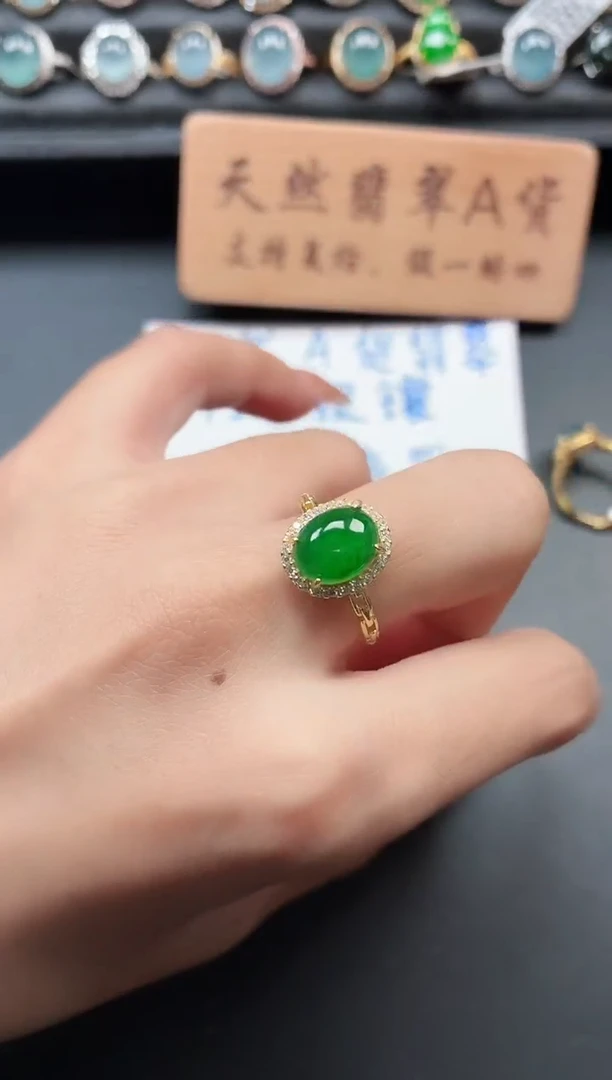 银S925镶嵌戒指翡翠11